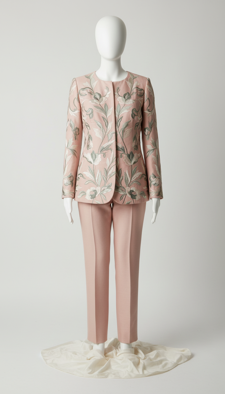 Rose Quartz embroidered two-piece suit