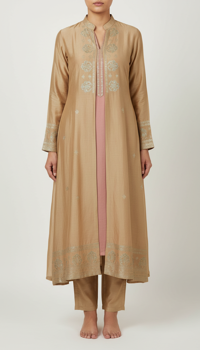 Desert Almond layered kurta set